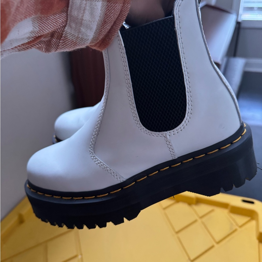Dr. Martens White Platform Chelsea Boots